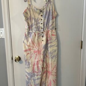 Tie-Dye Button-Up Jumpsuit